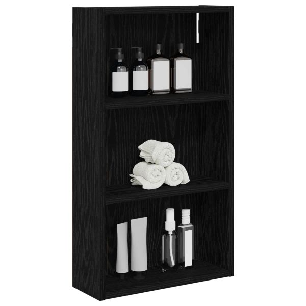 Банен стенен шкаф с рафт Черен Дъб 40 x 14 x 70 см