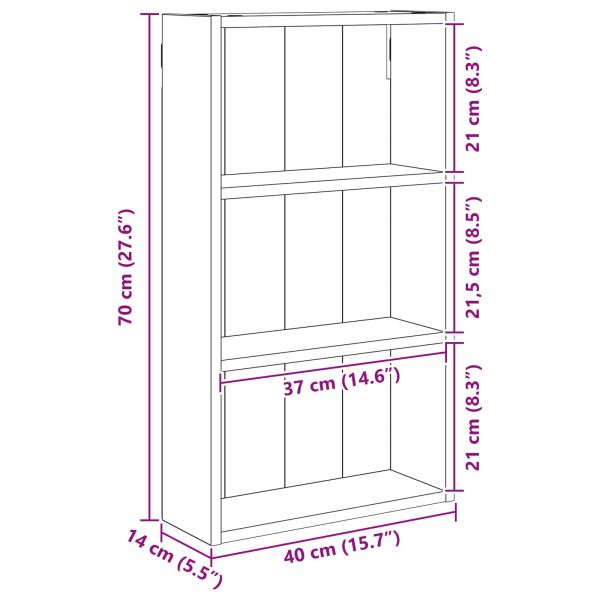 Банен стенен шкаф с рафт Черен Дъб 40 x 14 x 70 см