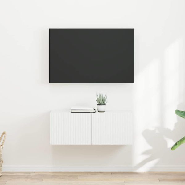 TV стенен шкаф 2 бр. Бяло Инженерна дървесина