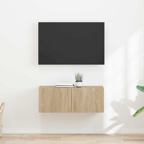 TV стенен шкаф 2 бр. Сонома Инженерна дървесина