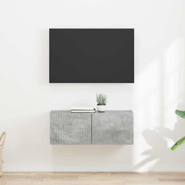 TV стенен шкаф 2 бр. Бетон Инженерна дървесина