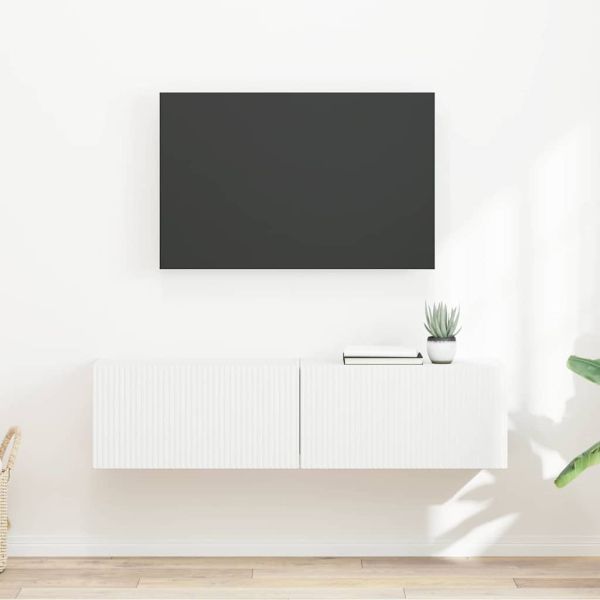 TV стенен шкаф 2 бр. Бяло Инженерна дървесина