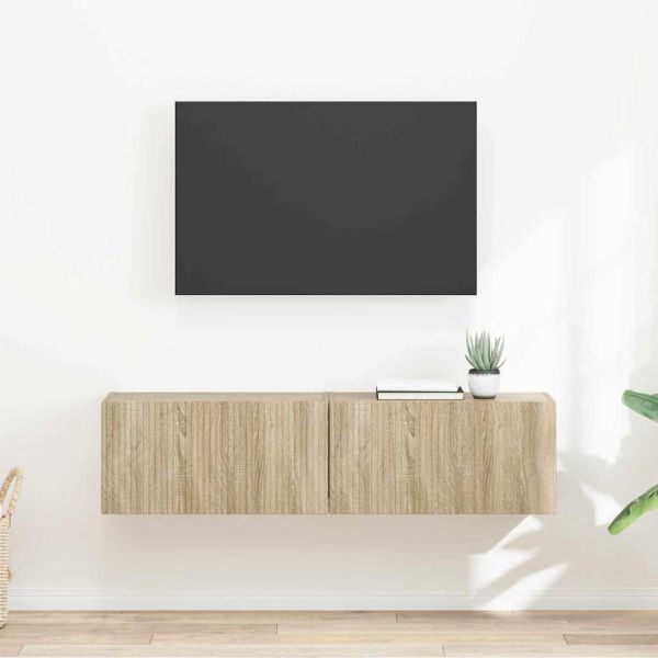 TV стенен шкаф 2 бр. Сонома Инженерна дървесина