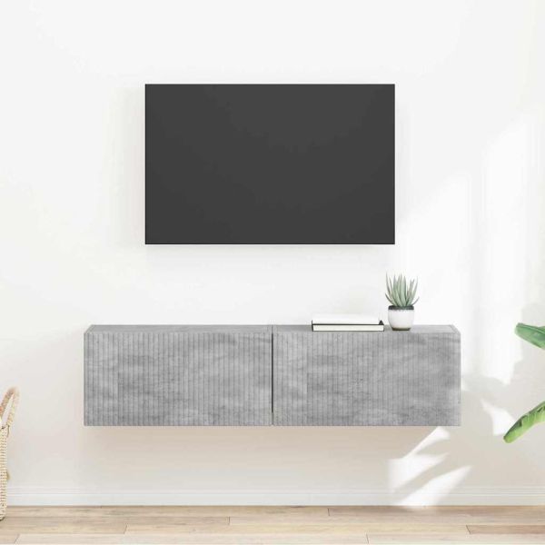 TV стенен шкаф 2 бр. Бетон Инженерна дървесина