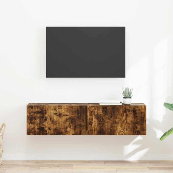 TV стенен шкаф 2 бр. Димян дъб Инженерна дървесина