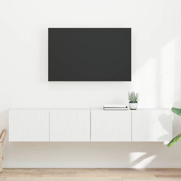 TV стенен шкаф 2 бр. Бяло Инженерна дървесина