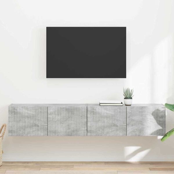 TV стенен шкаф 2 бр. Бетон Инженерна дървесина