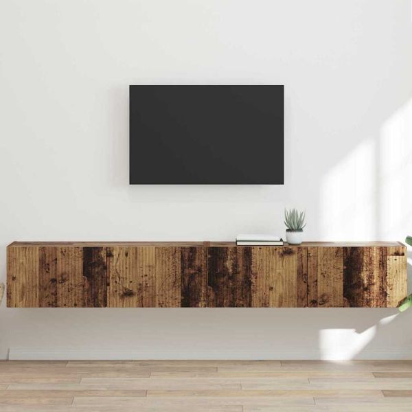 TV стенен шкаф 2 бр. Старо дърво Инженерна дървесина