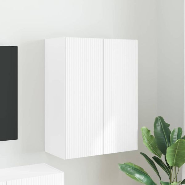 TV стенен шкаф Бяло 59,5 x 31 x 80 см Инженерно дърво