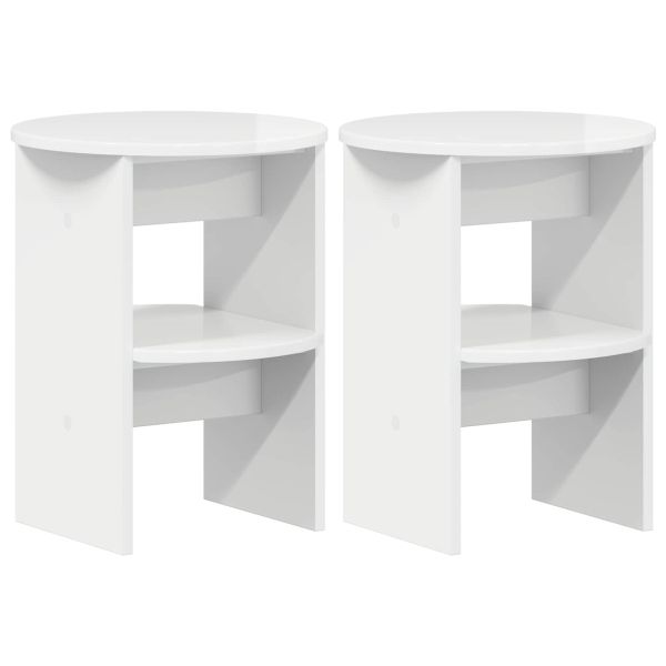 Страничен шкаф 2 pcs Висок Гланцов Бял Ø40 x 50 см