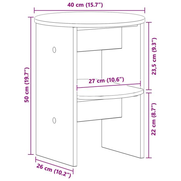 Страничен шкаф 2 pcs Пушена Дъб Ø40 x 50 см
