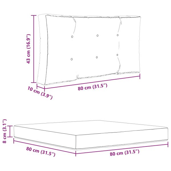 Възглавница за диван на открито Полиестер Тюркоаз 80 x 80 cm