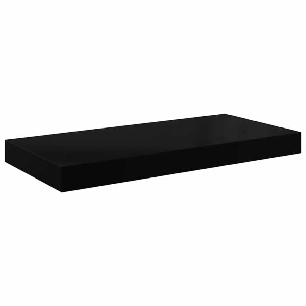 Окачени стенни рафтове, 4 бр, черен гланц, 60x23,5x3,8 см, МДФ