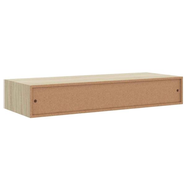 Стенни рафтове за чекмеджета, 2 бр., дъб и бяло, 60x23,5x10 см, MDF