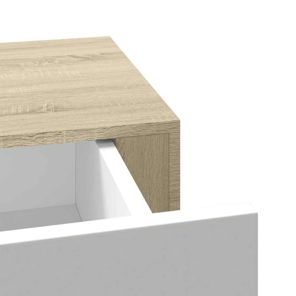 Стенни рафтове за чекмеджета, 2 бр., дъб и бяло, 60x23,5x10 см, MDF