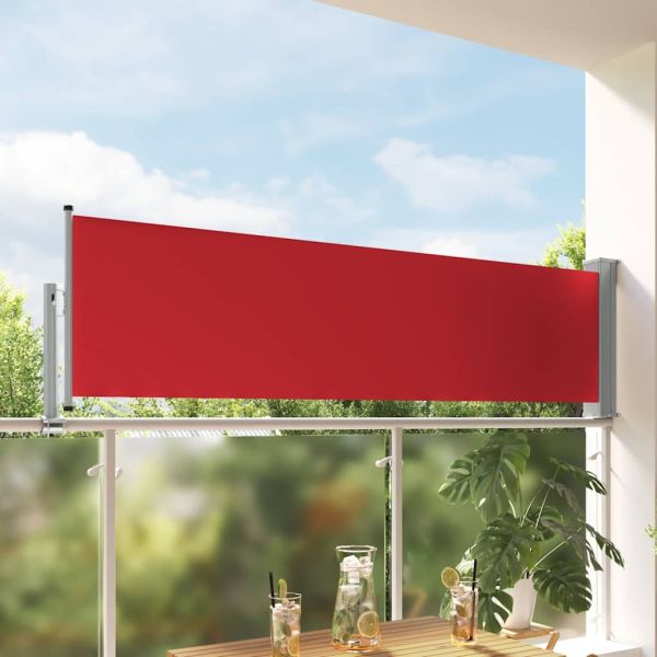 Прибираща се дворна странична тента, 80x300 см, червена