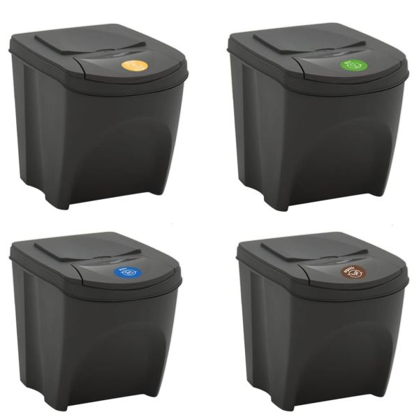 Стифиращи се за кошчета за боклук 4 бр сива 100 л полипропилен