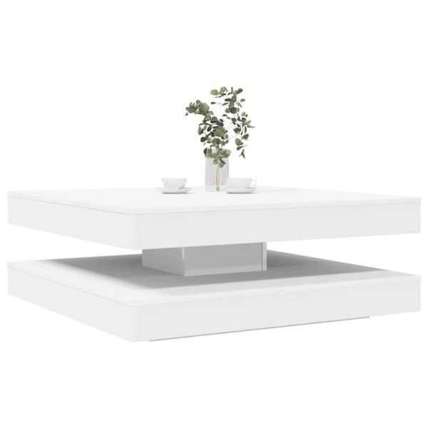 Маса за кафе Въртяща се на 360 градуса Бяло 90x90x34,5 cm