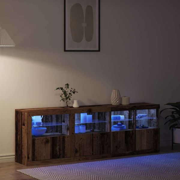 LED конзолна маса Старо дърво 202 x 37 x 67 см Инженерно дърво
