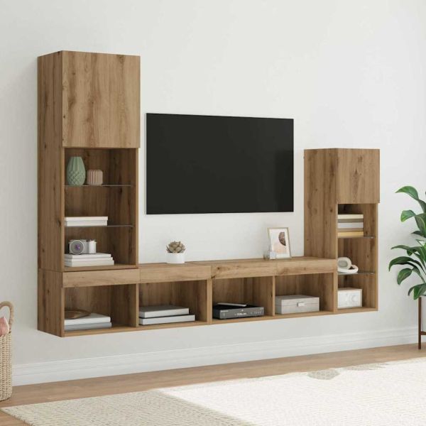 Стойки за телевизор 4 pcs Дъб Инженерно дърво