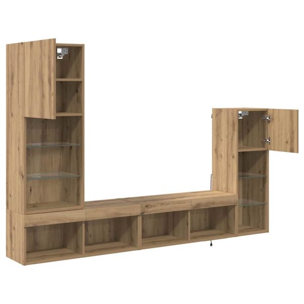 Стойки за телевизор 4 pcs Дъб Инженерно дърво