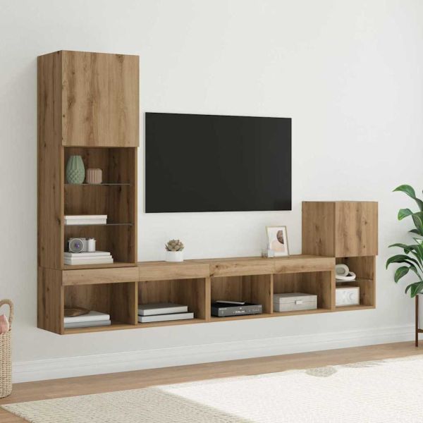 Стойки за телевизор 4 pcs Дъб Инженерно дърво