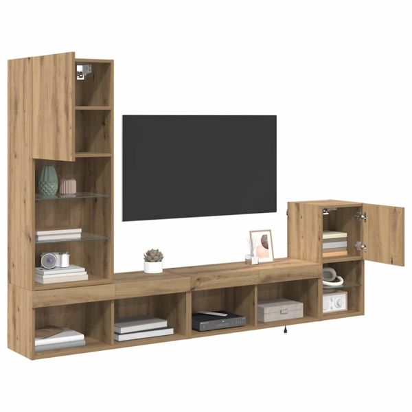 Стойки за телевизор 4 pcs Дъб Инженерно дърво