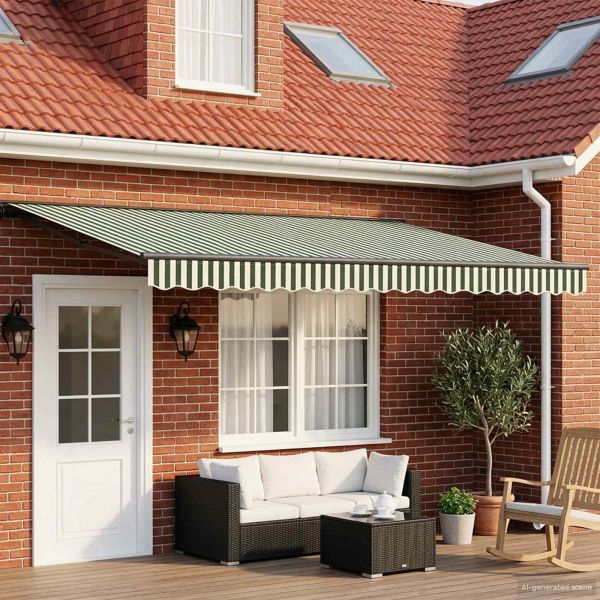 Електрически разтегателен навес Зелено, Бяло, Антрацит