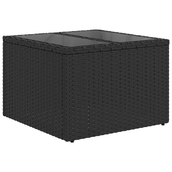 Градински Софа Комплект 8 бр. Черен и Туркоаз полиратан