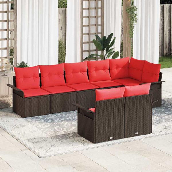 Градински Софа Комплект 8 бр. Кафяво полиратан