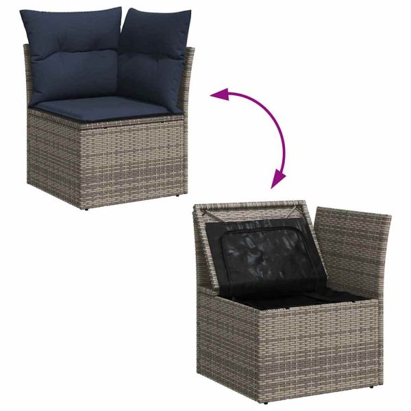 Градински Софа Комплект 9 бр. Светлосиво полиратан