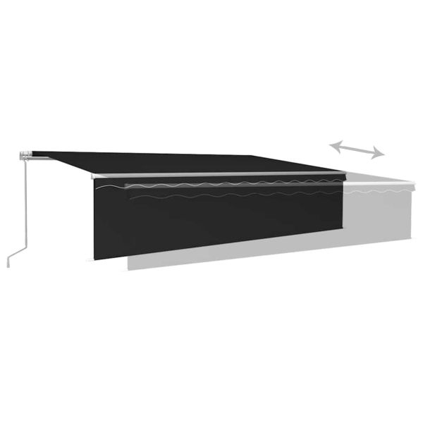 Ръчно прибиращ се сенник с щора и LED, 6x3 м, антрацит