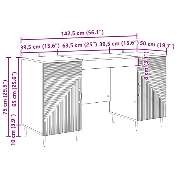 Бюро Черно 142,5 x 50 x 75 см Инженерна дървесина