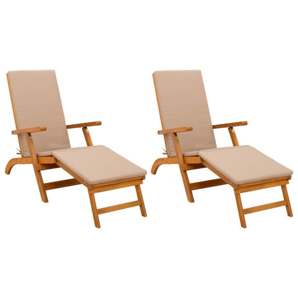 Сгъваем и reclining шезлонг 2 бр. Солидно акациево дърво