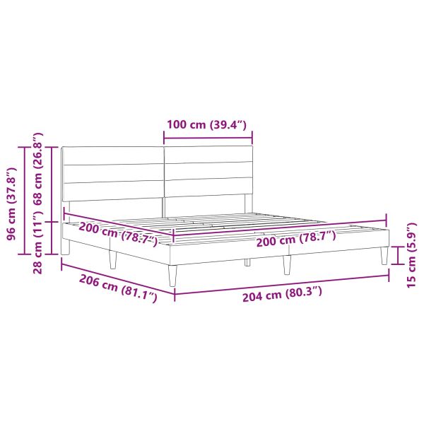 Рамка за легло с таблото Черно 200 x 200 cm Текстил