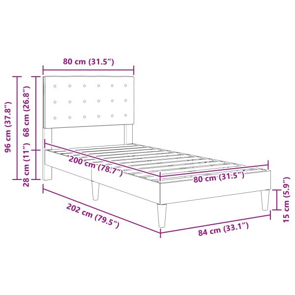 Рамка за легло с таблото Черно 80 x 200 cm Текстил