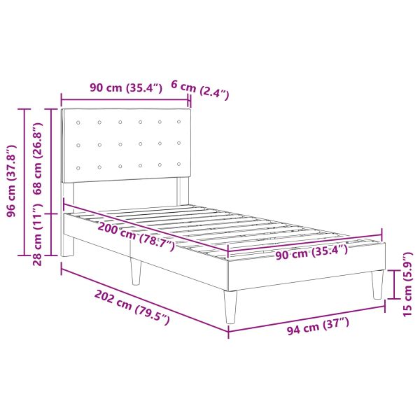 Рамка за легло с таблото Синьо 90 x 200 cm Текстил