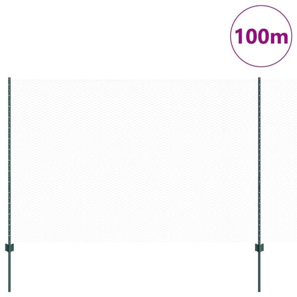 Шестоъградно ограждение с кол 100 x 1,5 м Зелено Мрежа