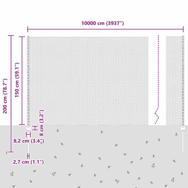 Шестоъградно ограждение с кол 100 x 1,5 м Зелено Мрежа