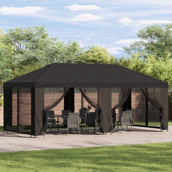 Градинска беседка със стени 6 x 3 m Антрацит