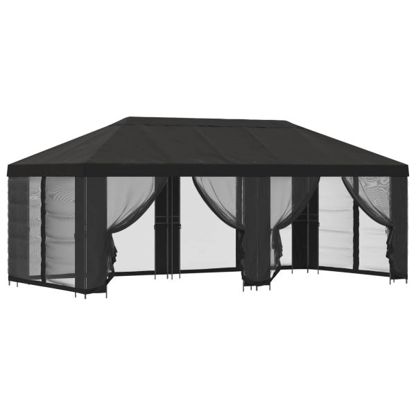 Градинска беседка със стени 6 x 3 m Антрацит
