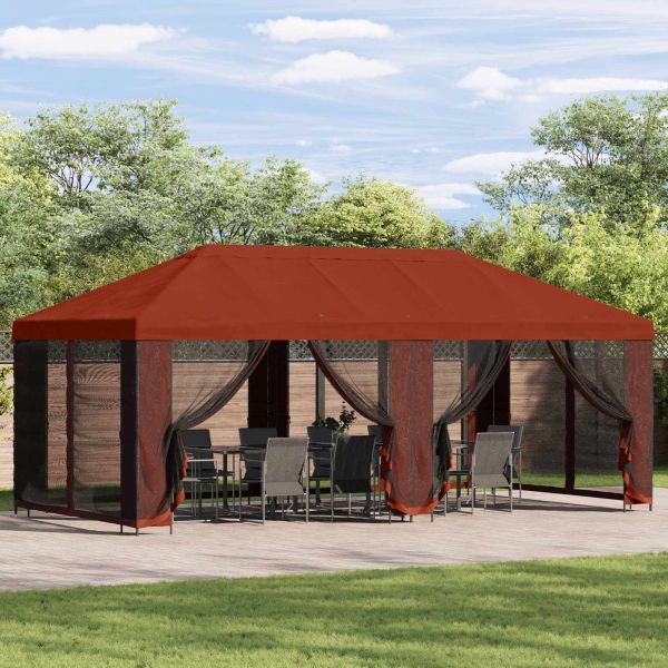 Градинска беседка със стени 6 x 3 m Теракота
