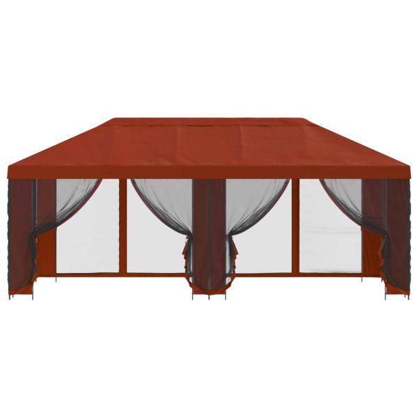 Градинска беседка със стени 6 x 3 m Теракота