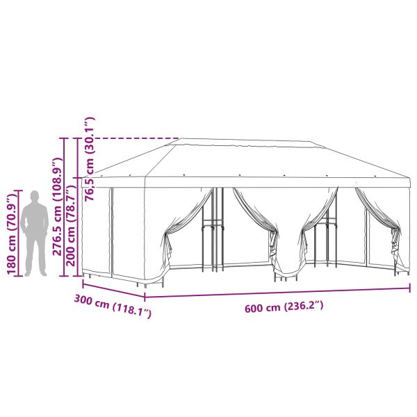 Градинска беседка със стени 6 x 3 m Теракота
