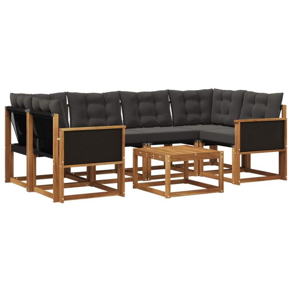 Комплект дивани за открито 7 pcs Естествено и черно
