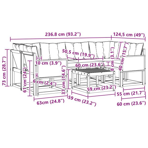 Комплект дивани за открито 7 pcs Естествено и черно