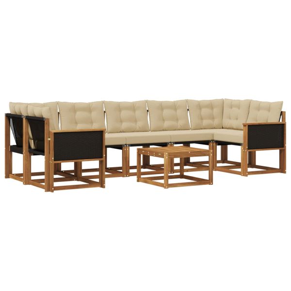 Комплект дивани за открито 8 pcs Натурален и Бежов