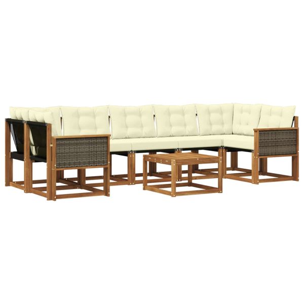 Комплект дивани за открито 8 pcs Натурален и Крема