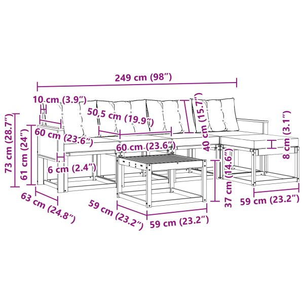 Комплект дивани за открито 6 pcs Натурален и Крема