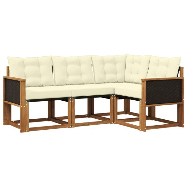 Комплект дивани за открито 4 pcs Натурален и Крема